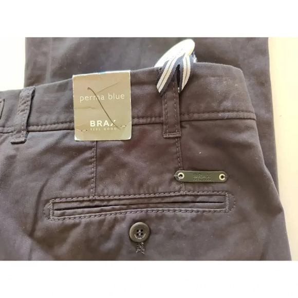 Brax Feel Good Men's Chino Pants Sz 40/34 Navy Perma Blue Straight Leg Regular - Picture 8 of 14